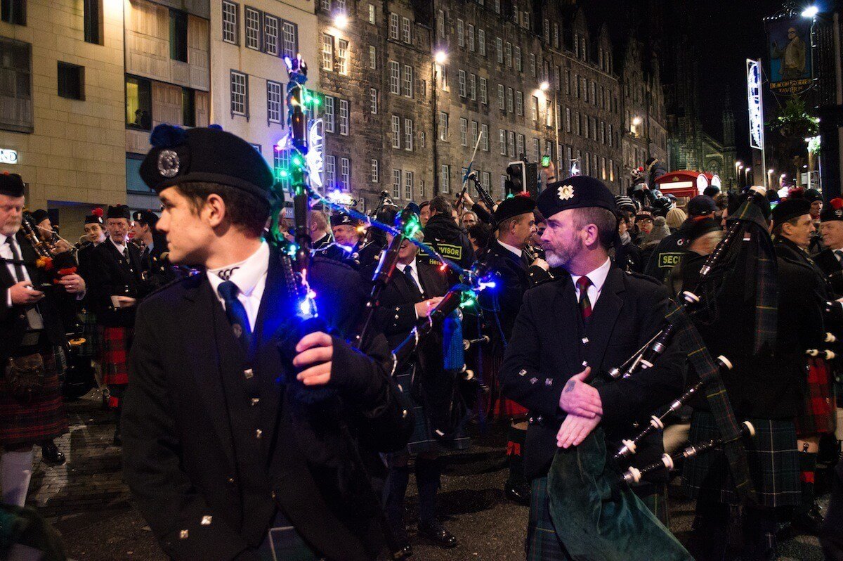 Bagpipe players at Edinburgh