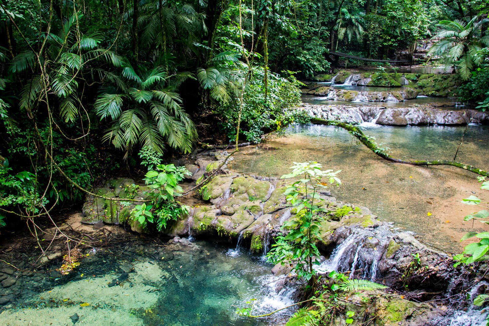The waterfall located inside the ruins of Palenque