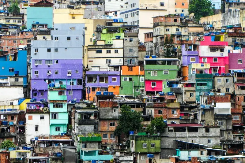 The colorful Rocinha favela houses of Rio