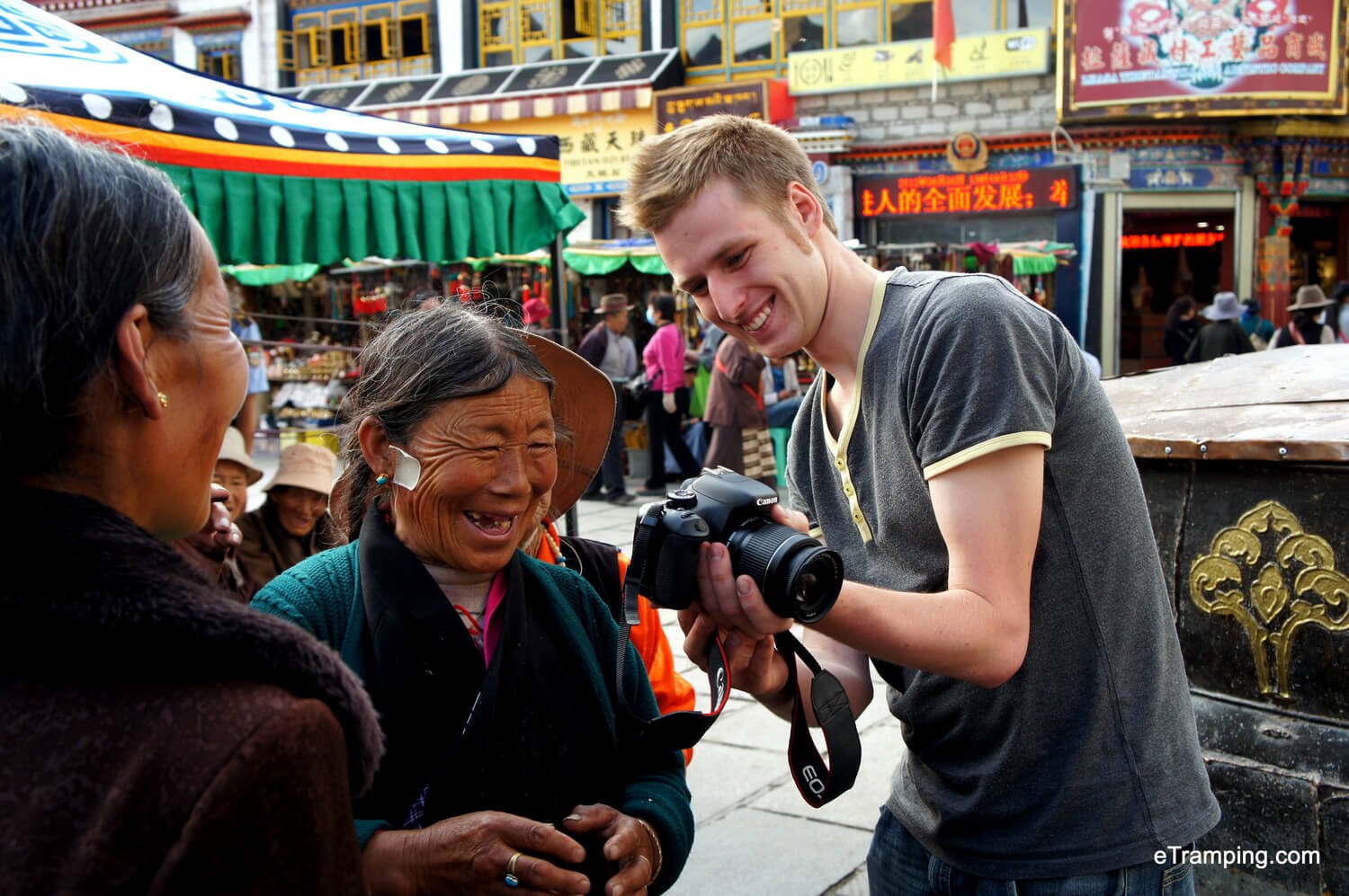 Tibetans locals and E-Tramping