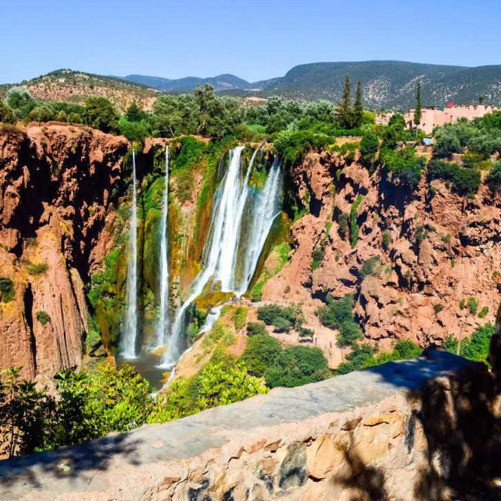 Panoramic view of the Ouzoud Waterfalls
