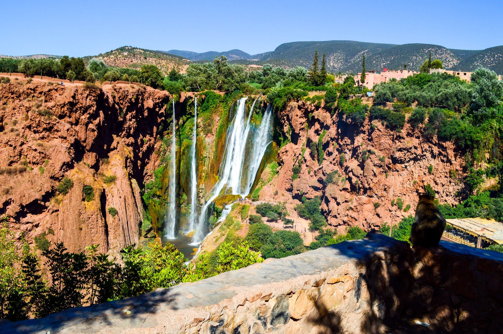 Panoramic view of the Ouzoud Waterfalls