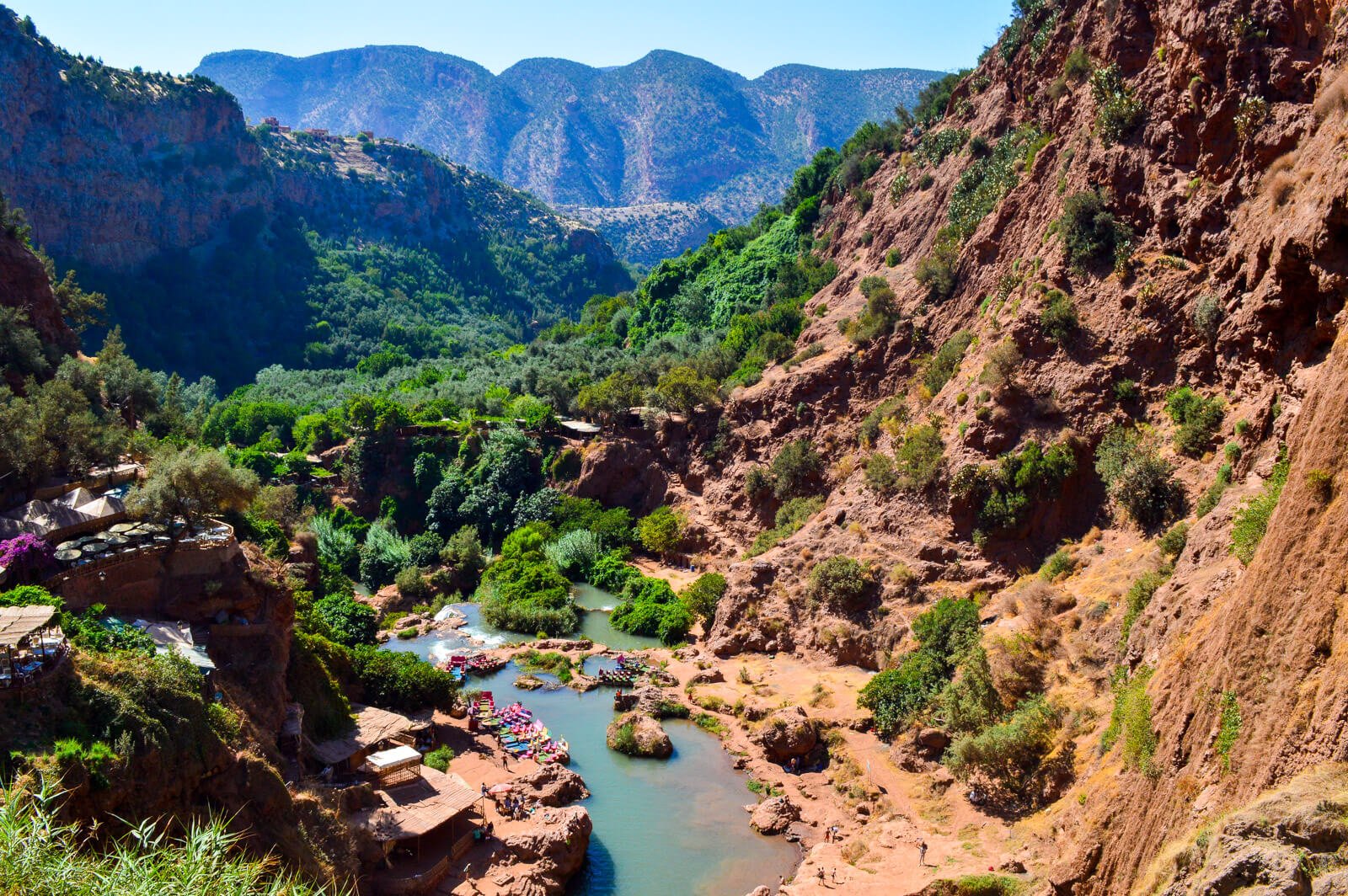 View of the mountains around the Ouzoud Waterfalls