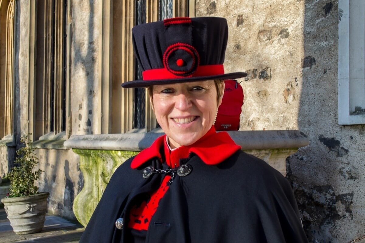 Beefeater female guard at the Tower of London