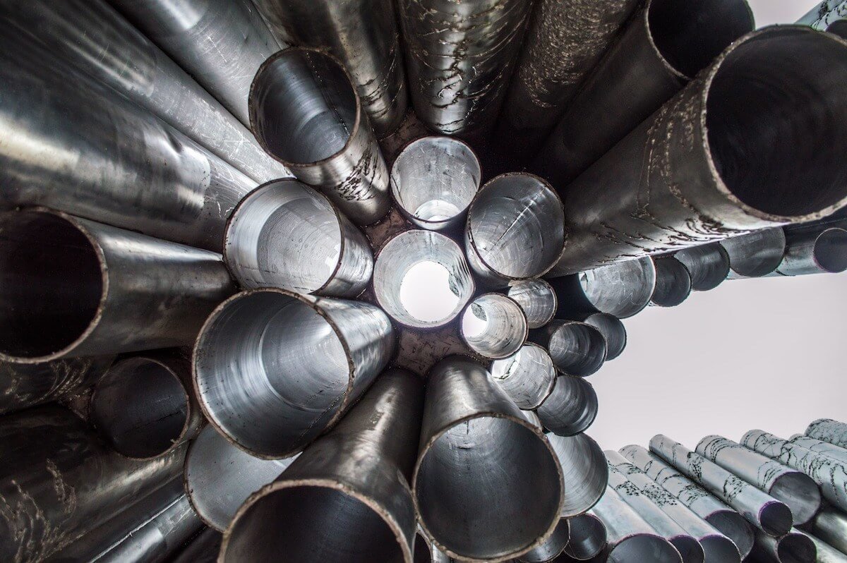 Sibelius Monument in Helsinki seen from below
