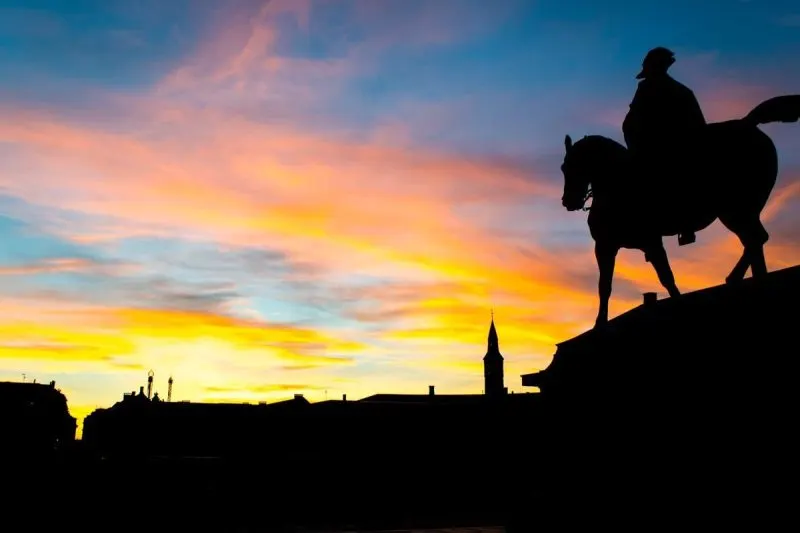 Horseman and sunset at Copenhagen