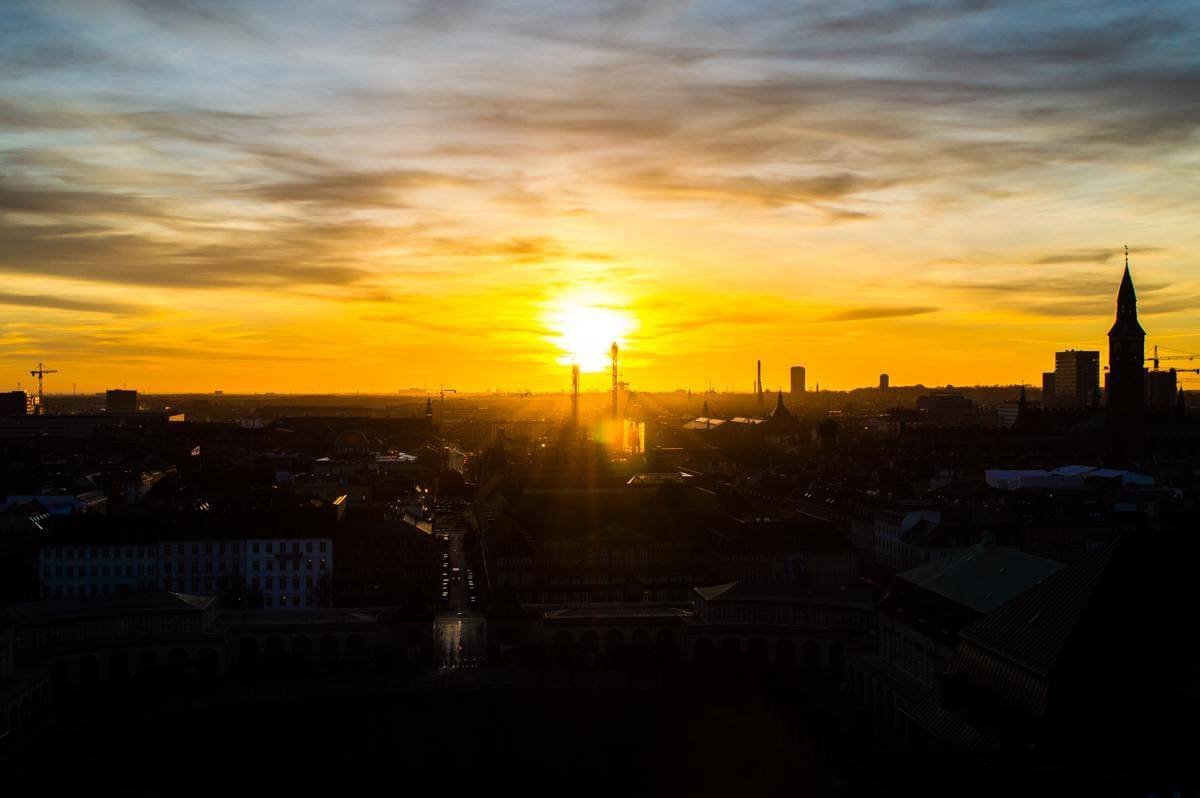 Sunset at Copenhagen seen from Parliament Tower