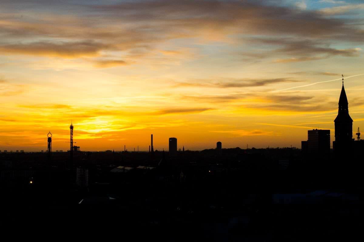 The view from the Tower of Copenhagen at Sunset