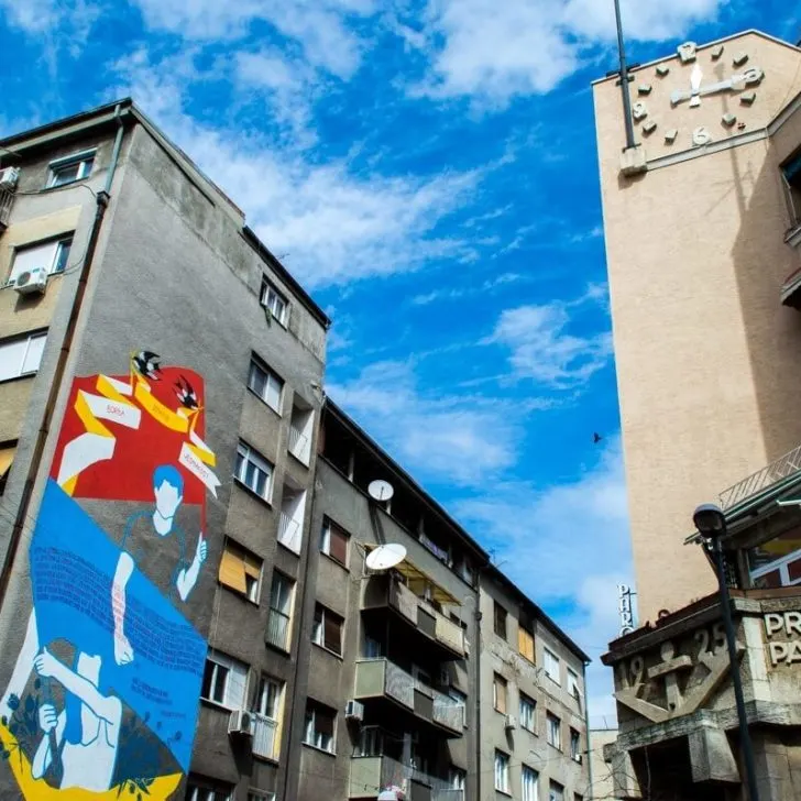Communist architecture and street art at Belgrade, Serbia