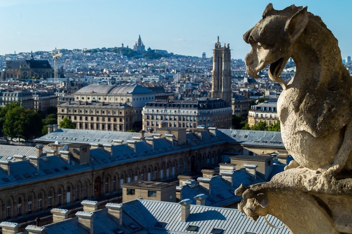 The gargoyles atop Notre Dame de Paris