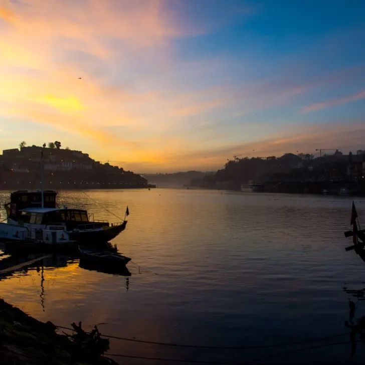 Sunset at Porto, Portugal. Douro River