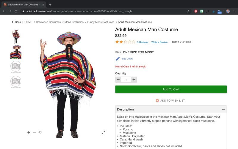 Mexican Man Costume for Halloween
