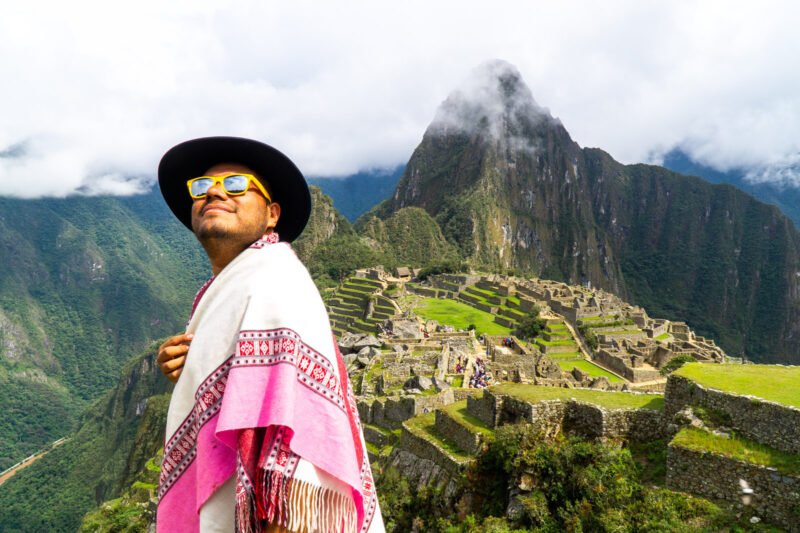 With the Poncho of Wonders at Machu Picchu